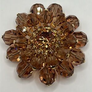 AUSTRIAN CRYSTAL BROOCH Amber Color